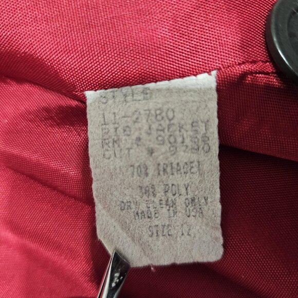 Garfield Marks Blazer Jacket Womens 12 Red Black Collar 4 Button Holiday USA - Picture 13 of 14